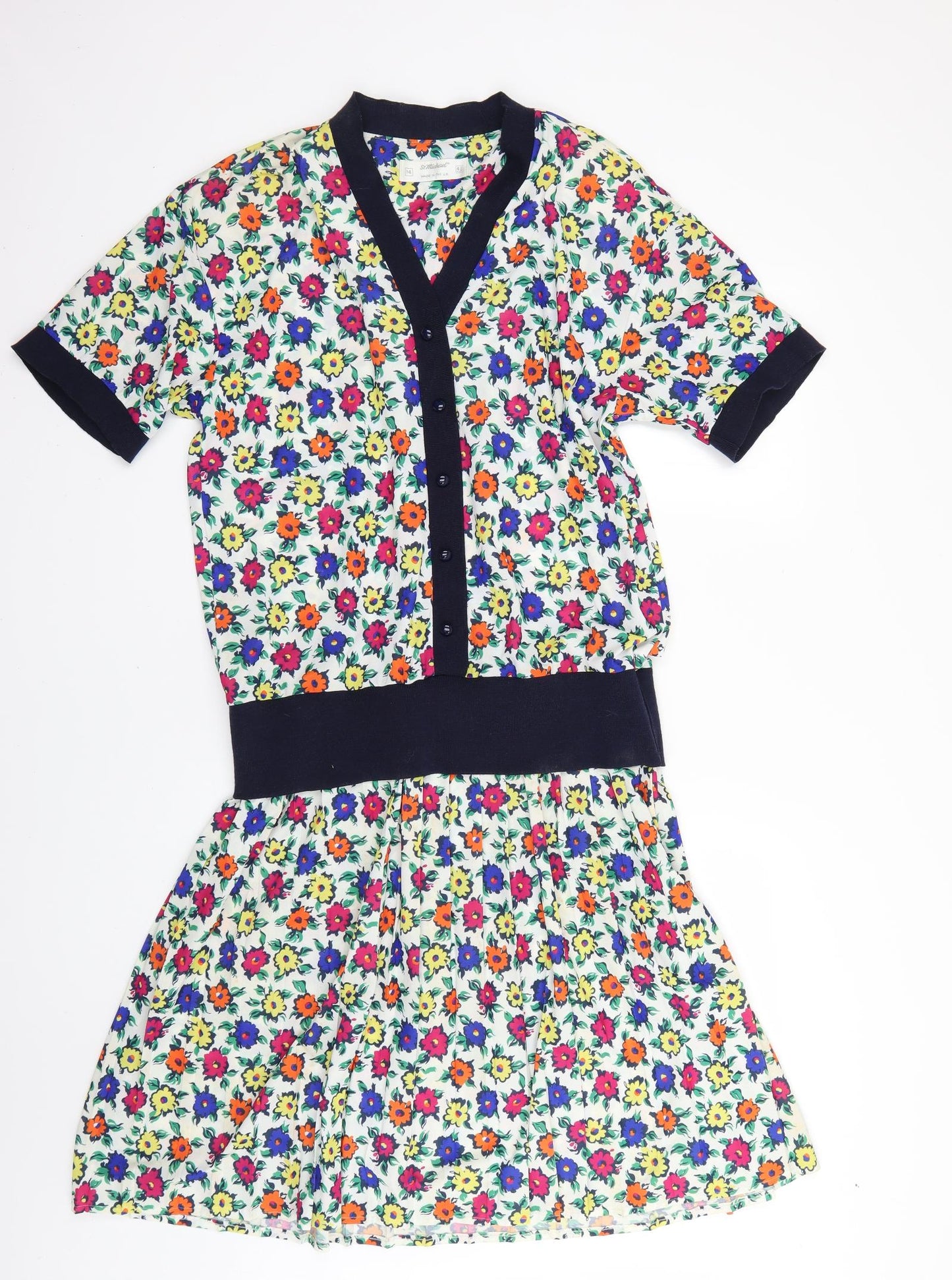 st michael Womens Multicoloured Floral  Shirt Dress  Size 14