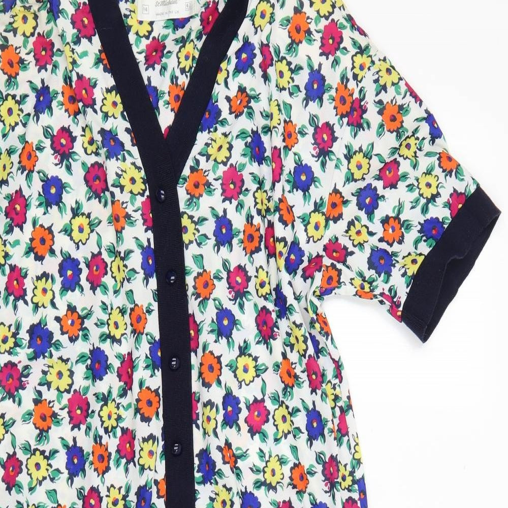 st michael Womens Multicoloured Floral  Shirt Dress  Size 14