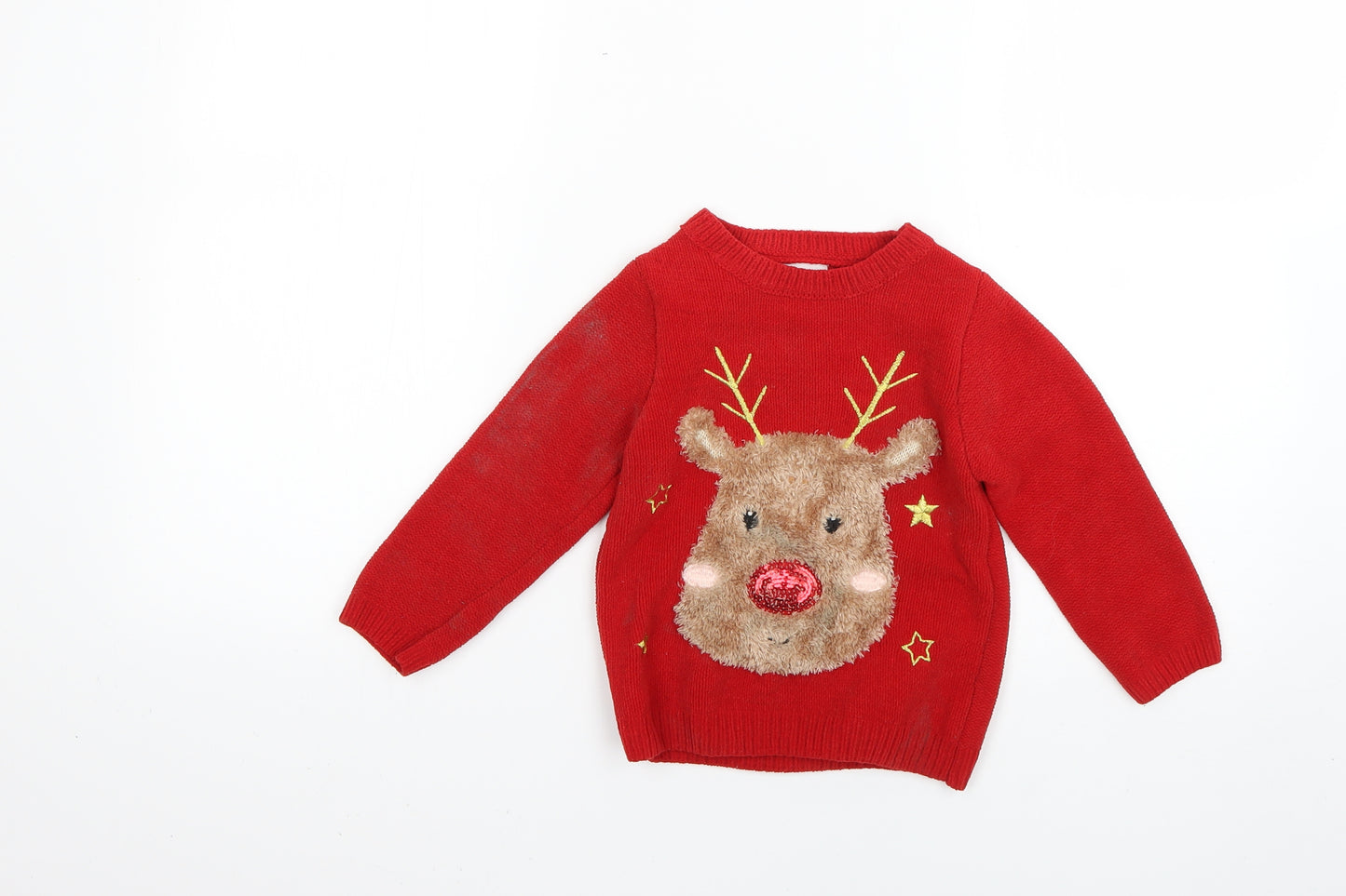 George Boys Red   Pullover Jumper Size 2-3 Years