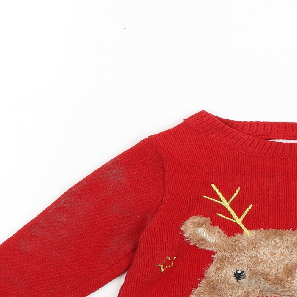 George Boys Red   Pullover Jumper Size 2-3 Years