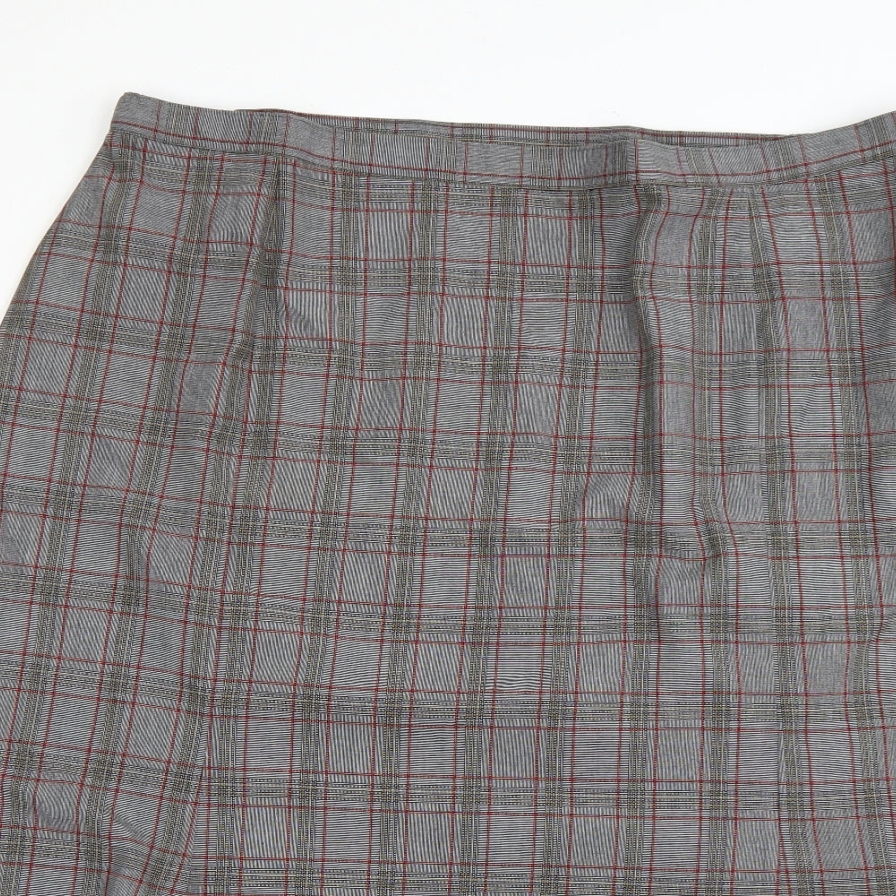 slimma Womens Grey Check  Flare Skirt Size 26