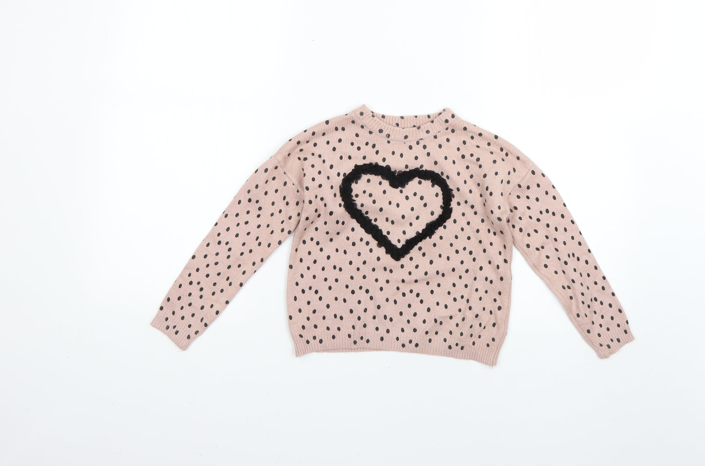 Primark Girls Pink Geometric  Pullover Jumper Size 5-6 Years