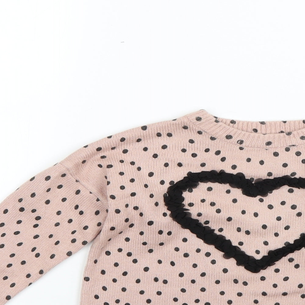 Primark Girls Pink Geometric  Pullover Jumper Size 5-6 Years