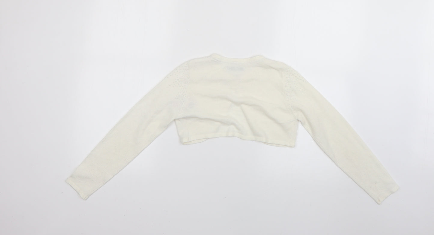 Marks and Spencer Girls White   Cardigan Jumper Size 10-11 Years
