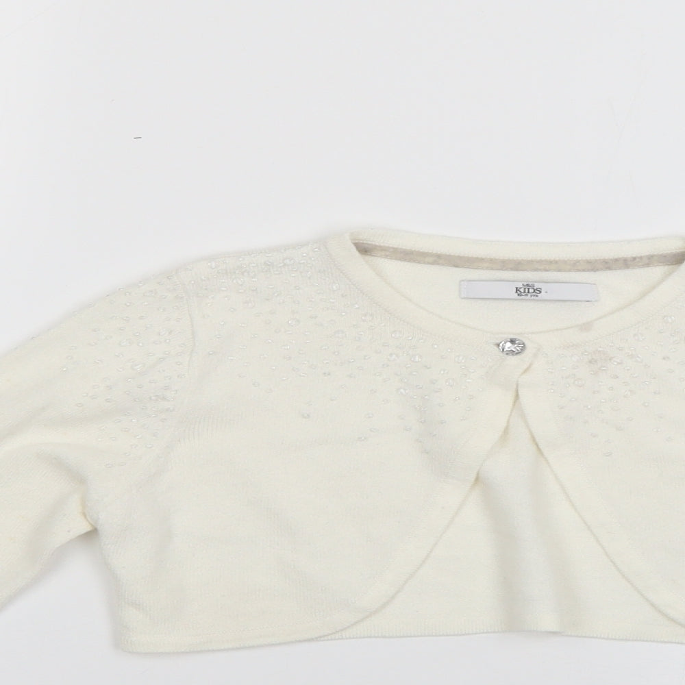 Marks and Spencer Girls White   Cardigan Jumper Size 10-11 Years