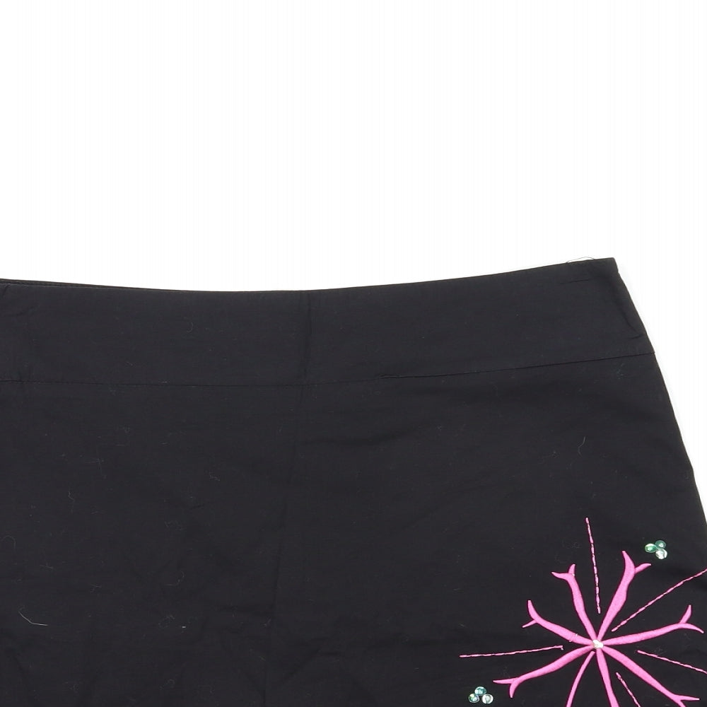 Mint Womens Black Floral  A-Line Skirt Size 12