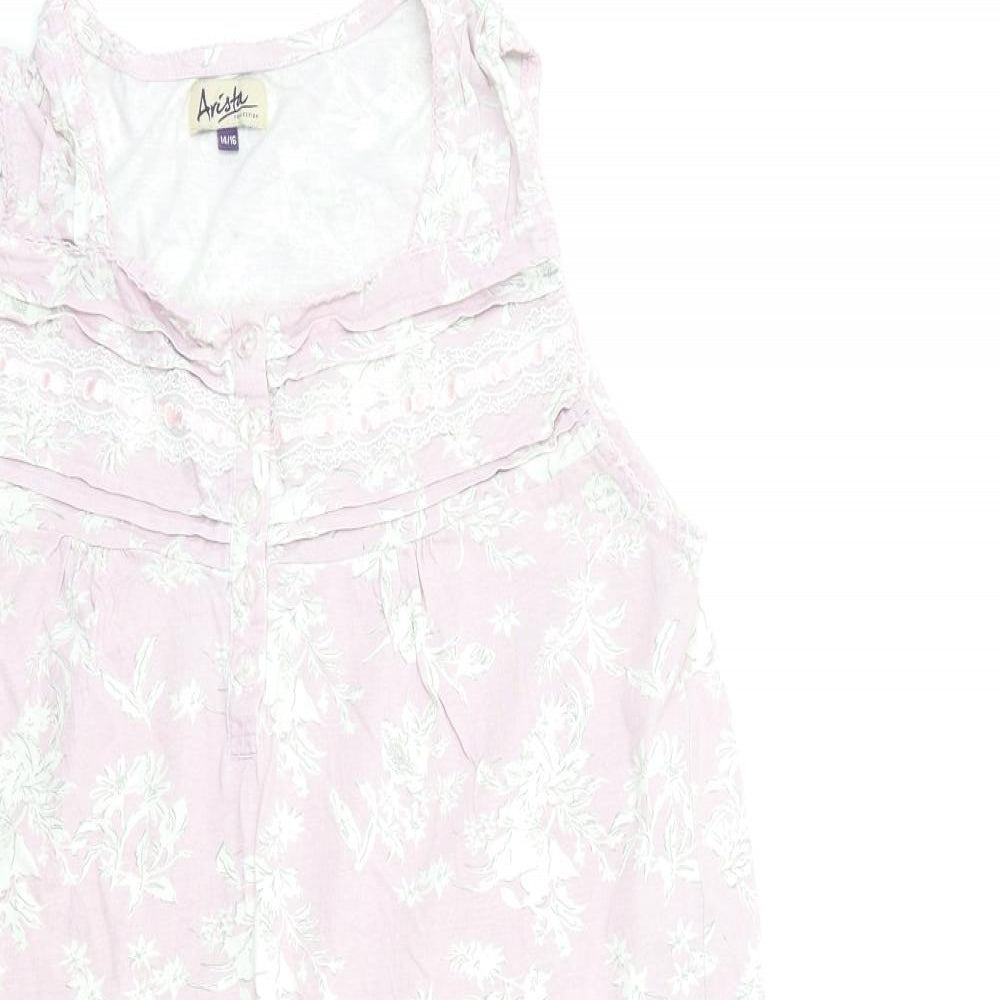 Arista Womens Pink Floral  Tank Dress  Size 14