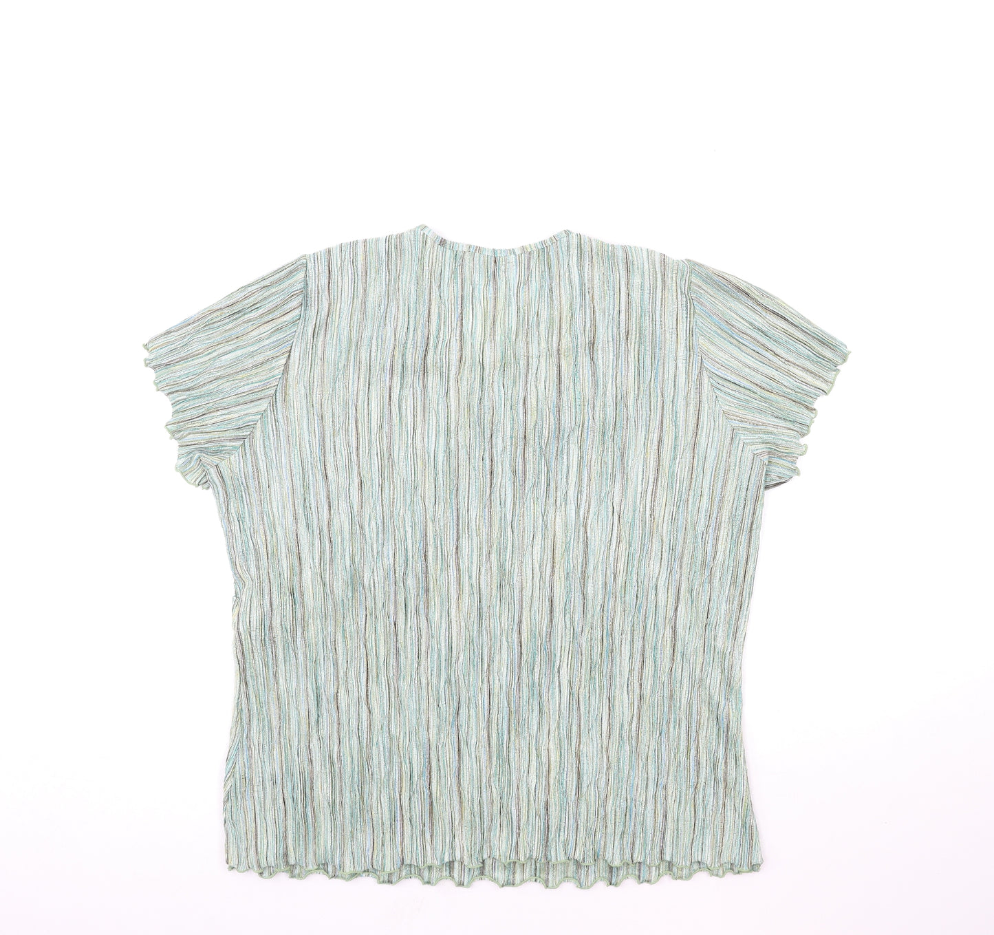 Bonmarché Womens Green Striped  Basic T-Shirt Size XL