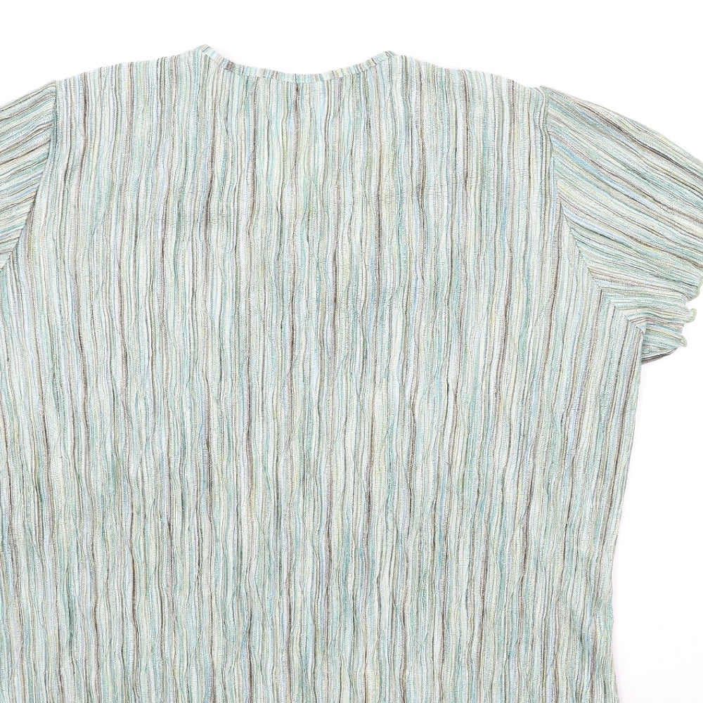 Bonmarché Womens Green Striped  Basic T-Shirt Size XL