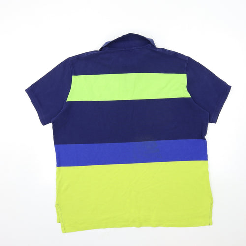 Ralph Lauren Mens Blue Striped   Polo Size 2XL