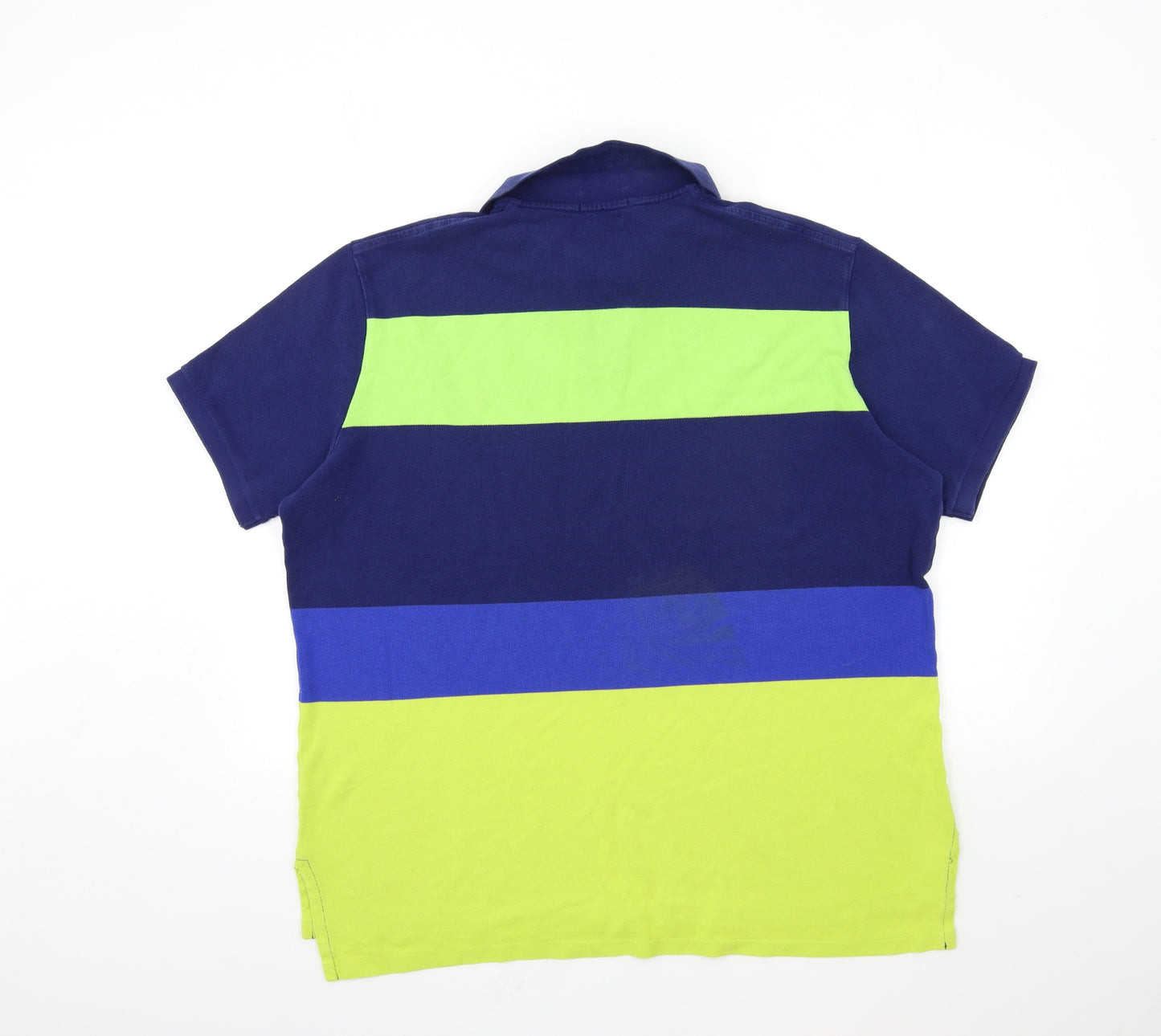 Ralph Lauren Mens Blue Striped   Polo Size 2XL