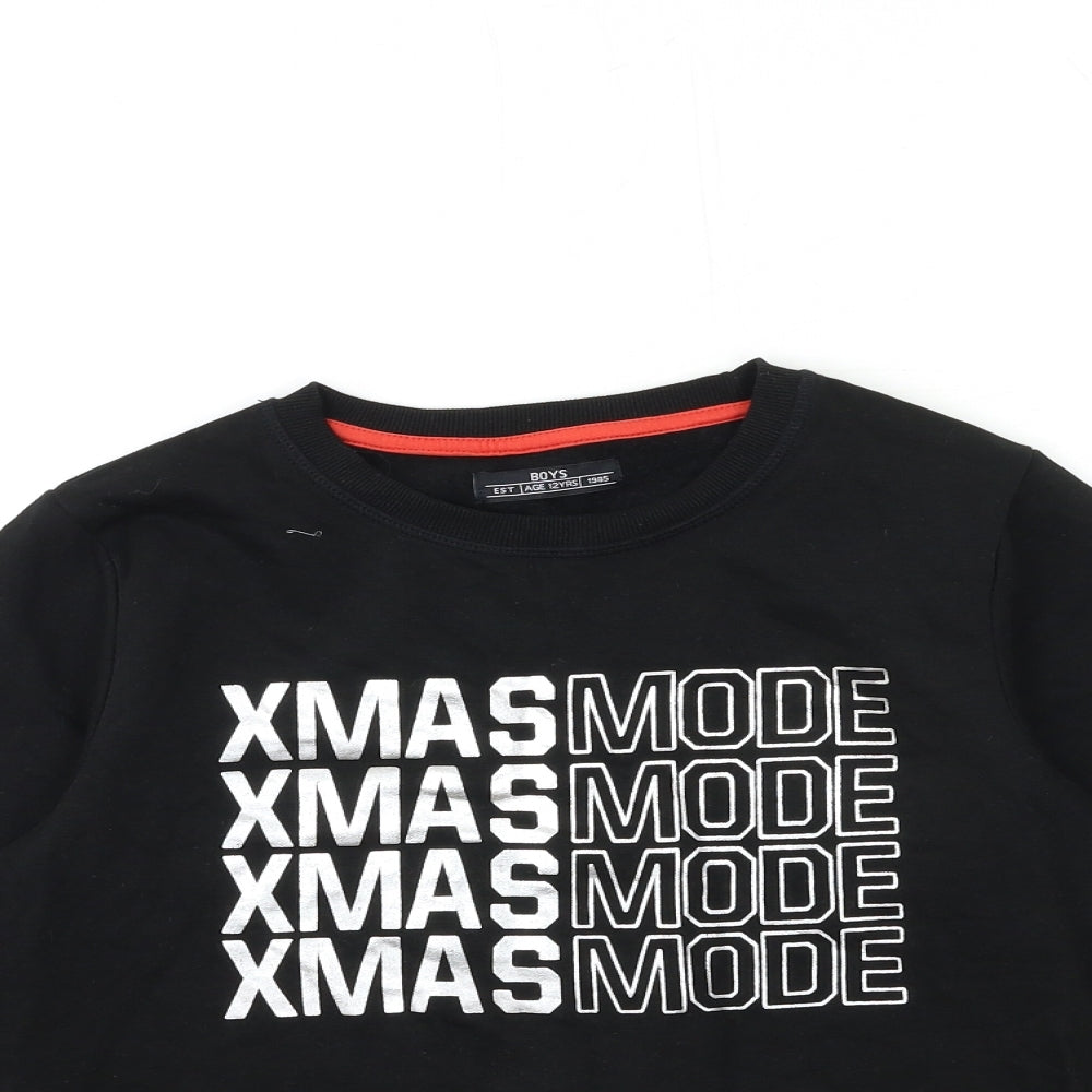 Matalan Boys Black   Pullover Sweatshirt Size 12 Years  - CHRISTMAS MODE