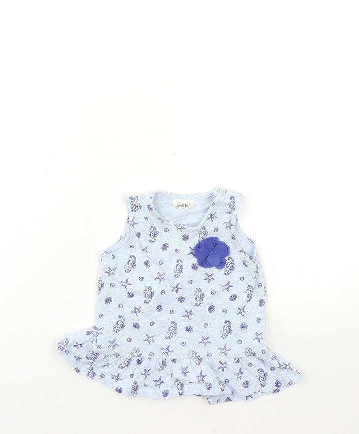 F&F Baby Blue Basic Tank Size 0-3 Months
