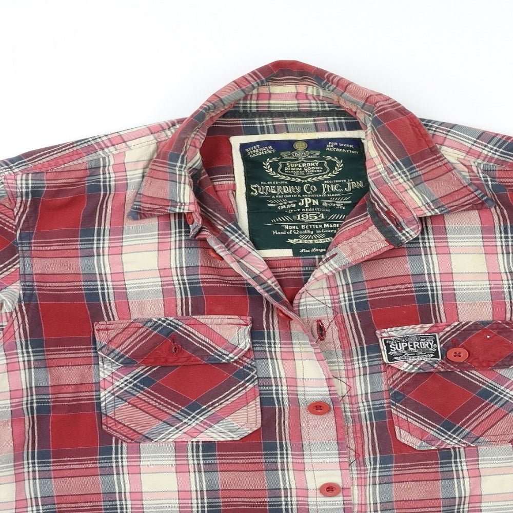 Superdry Mens Red Check   Button-Up Size L