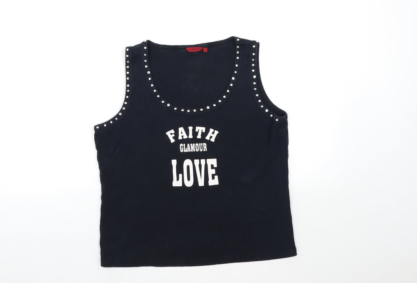 John Womens Blue   Basic Tank Size L  - faith glamour love