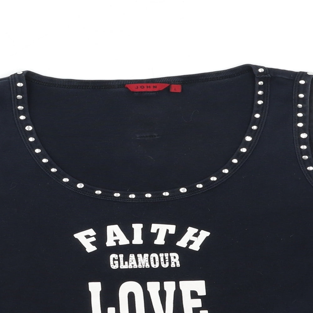 John Womens Blue   Basic Tank Size L  - faith glamour love