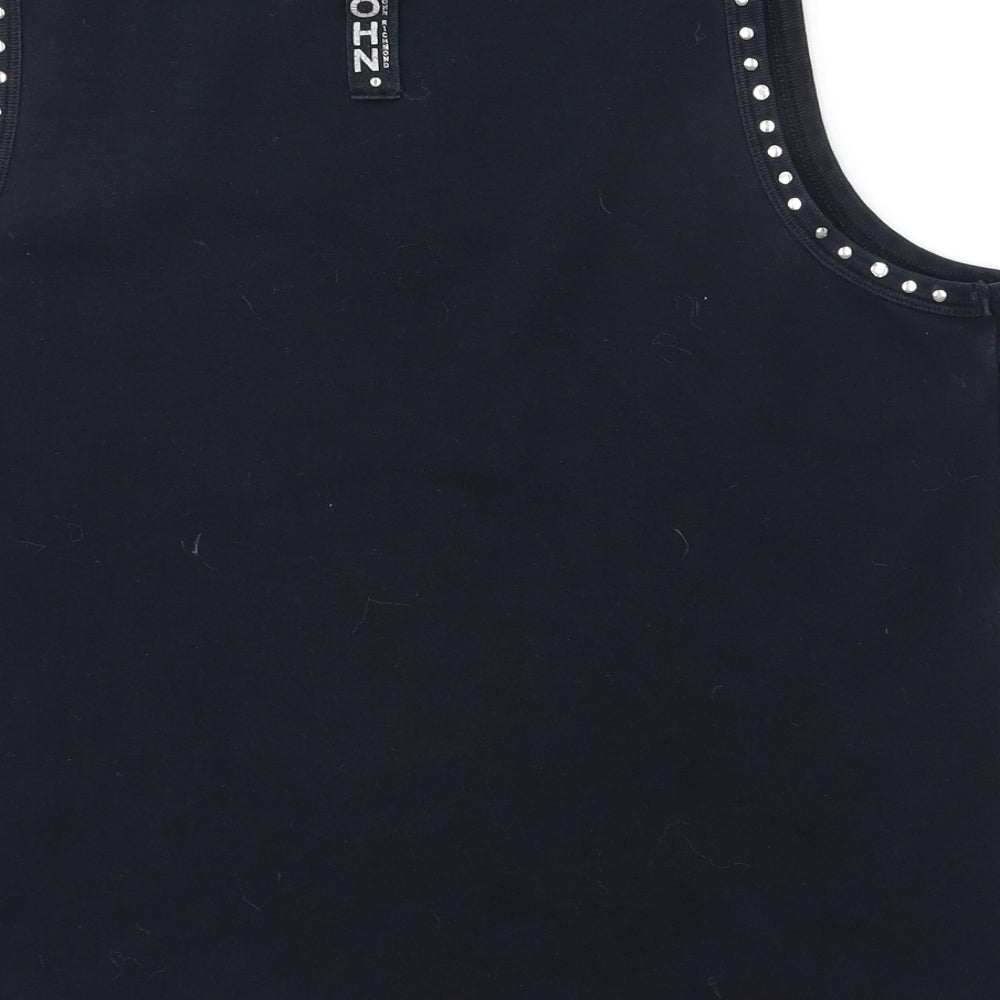 John Womens Blue   Basic Tank Size L  - faith glamour love