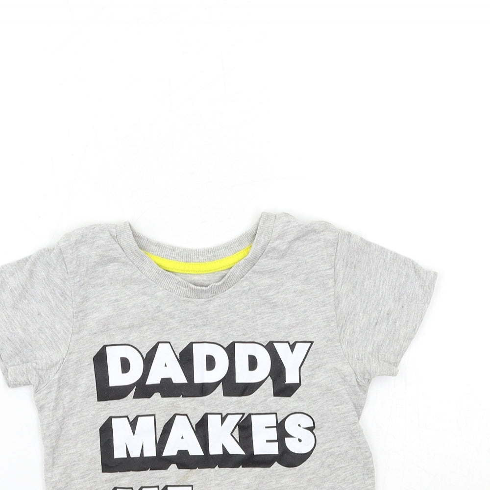Matalan Baby Grey   Basic T-Shirt Size 18-24 Months  - Daddy makes me happy