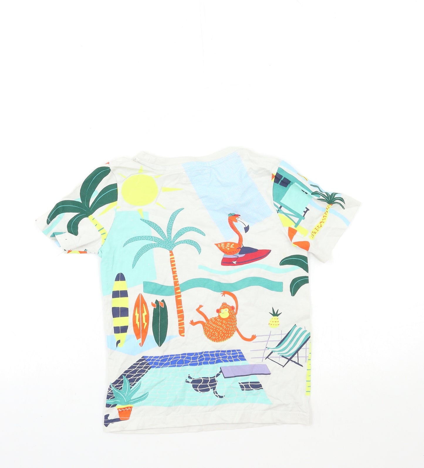 TU Boys White Geometric  Basic T-Shirt Size 3-4 Years