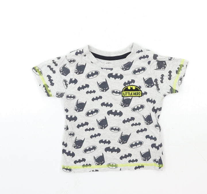 Batman Baby Grey   Basic T-Shirt Size 12 Months  - Little Hero