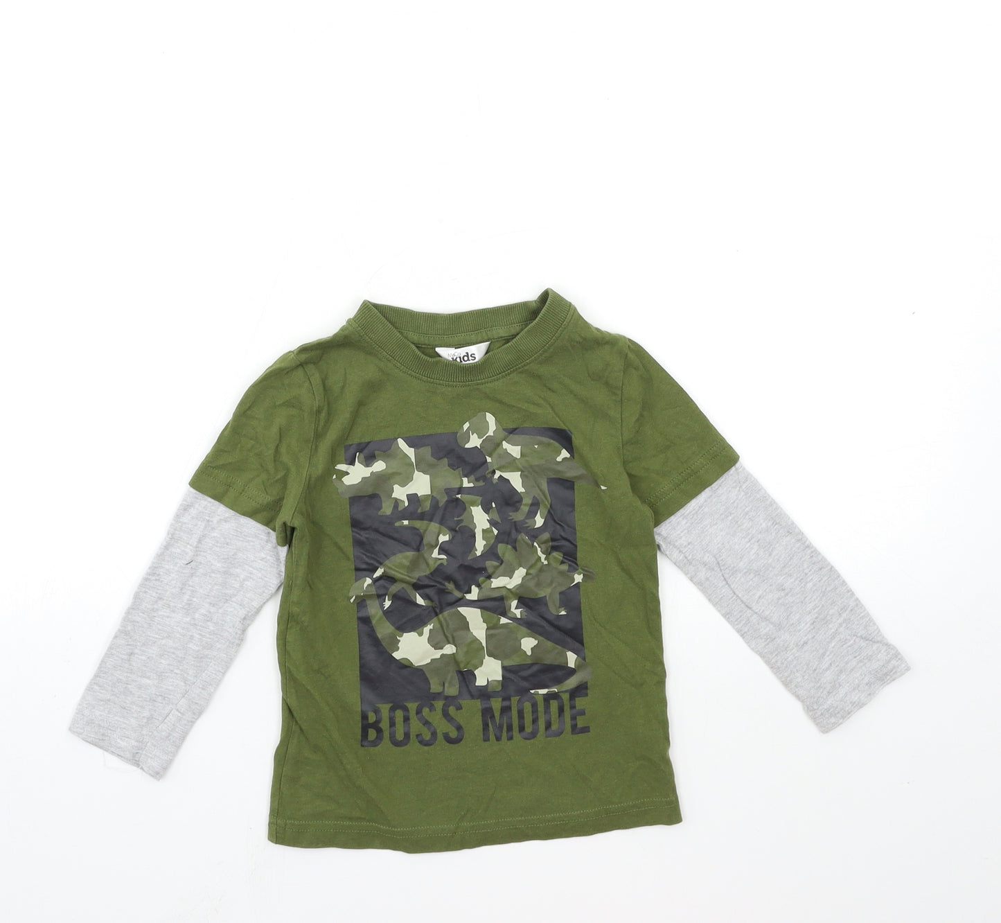 M&Co Boys Green   Basic T-Shirt Size 2-3 Years  - boss mode