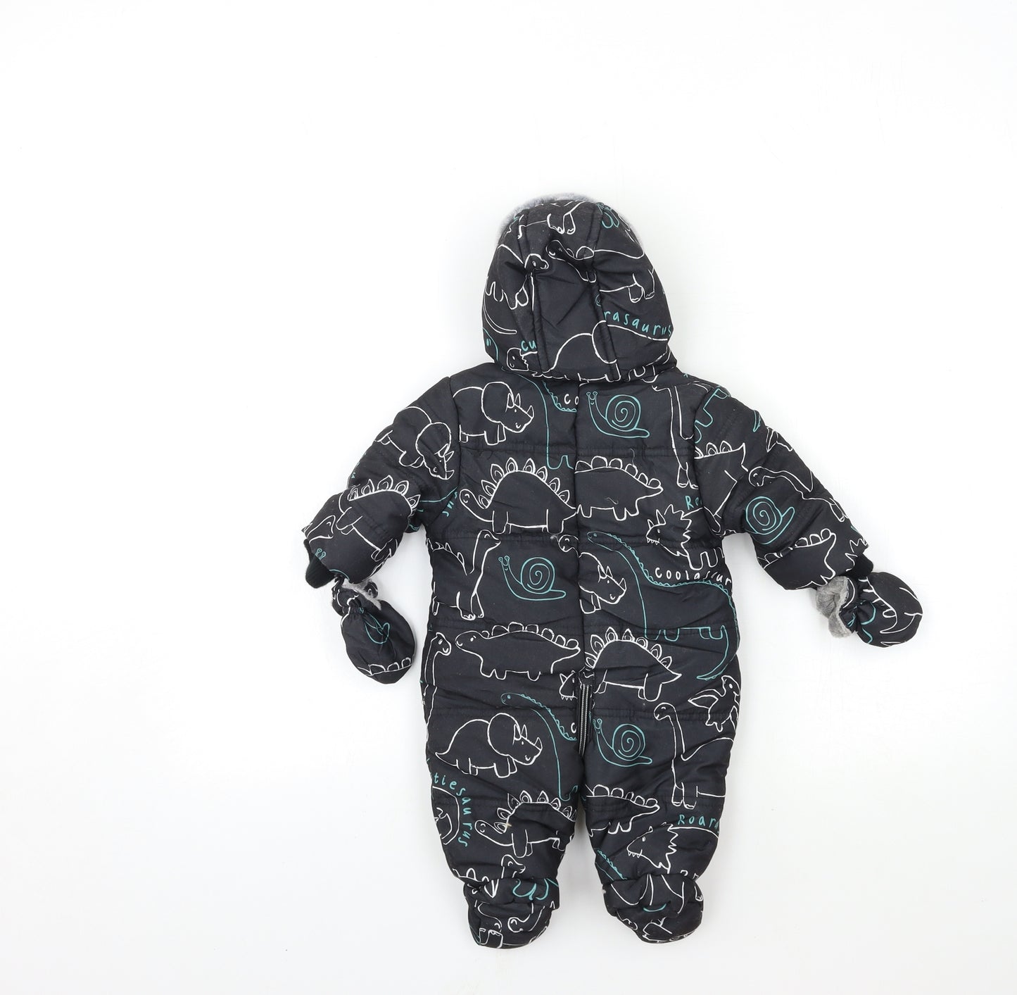 George Baby Black Geometric  Quilted Snowsuit Size 0-3 Months