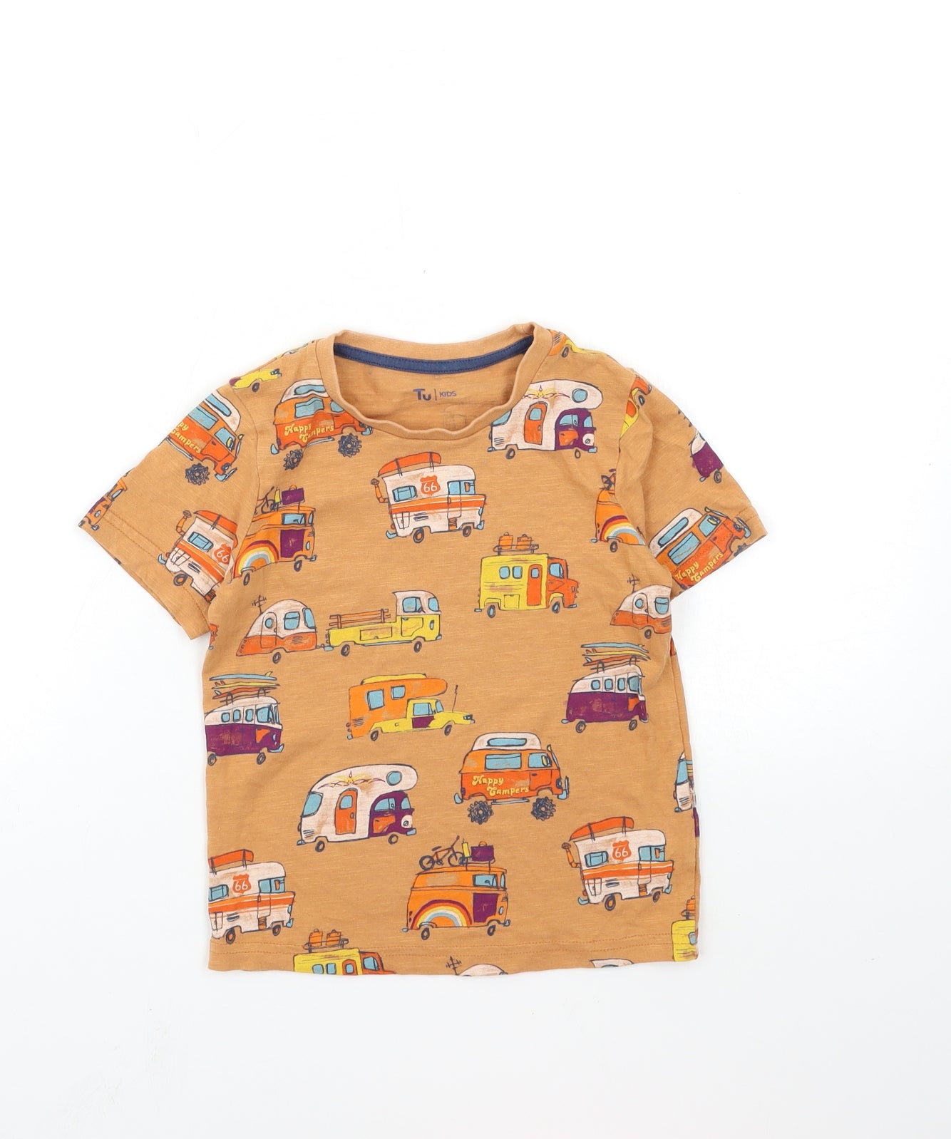 TU Baby Brown   Basic T-Shirt Size 24 Months  - Happy camper
