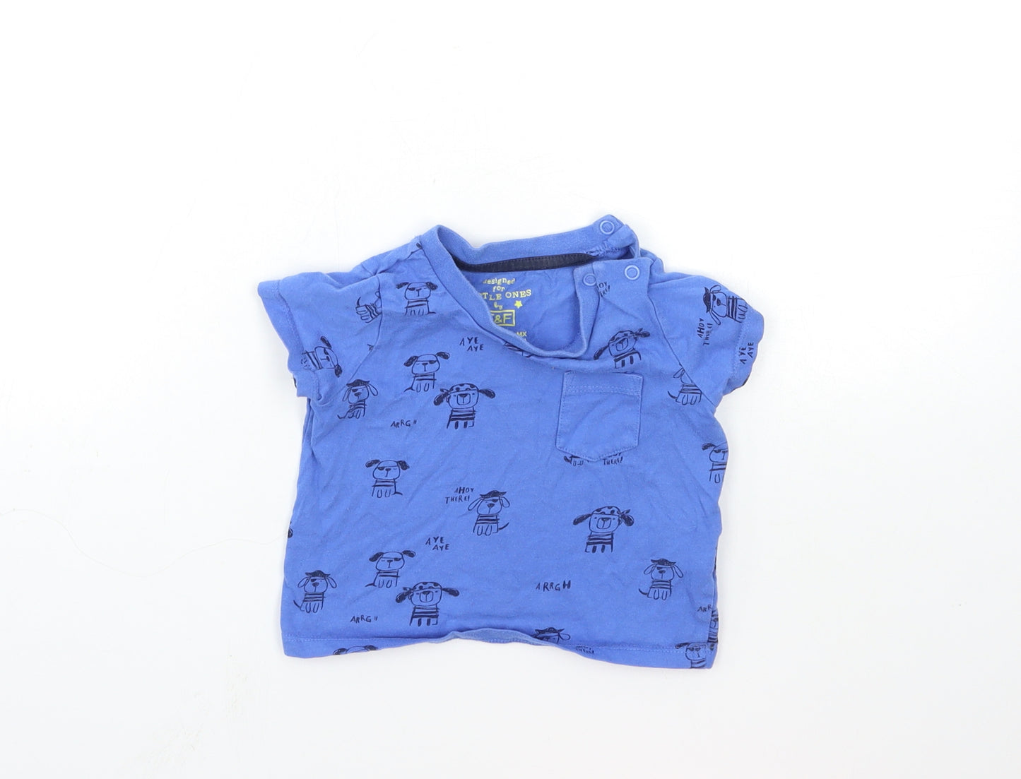 F&F Baby Blue Geometric  Basic T-Shirt Size 6-9 Months  - Dog