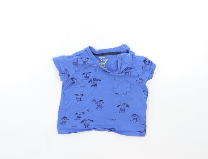 F&F Baby Blue Geometric  Basic T-Shirt Size 6-9 Months  - Dog