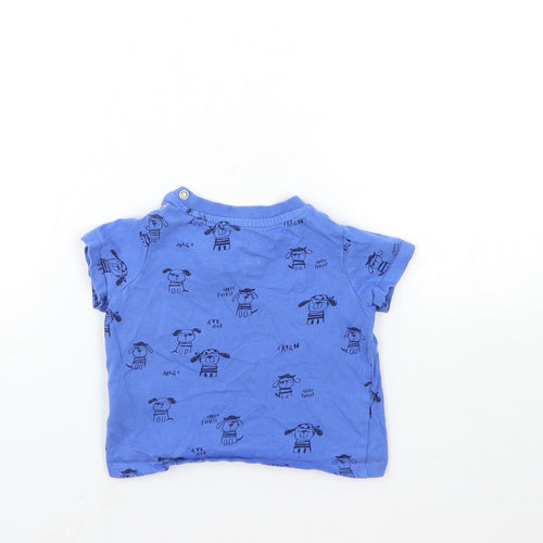 F&F Baby Blue Geometric  Basic T-Shirt Size 6-9 Months  - Dog
