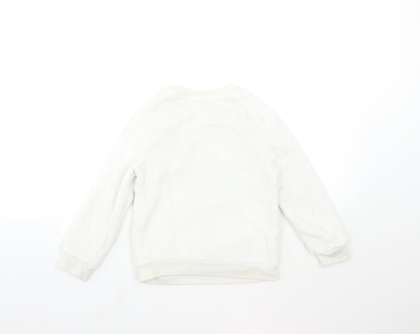 George Girls White  Fleece Top Pyjama Top Size 4-5 Years