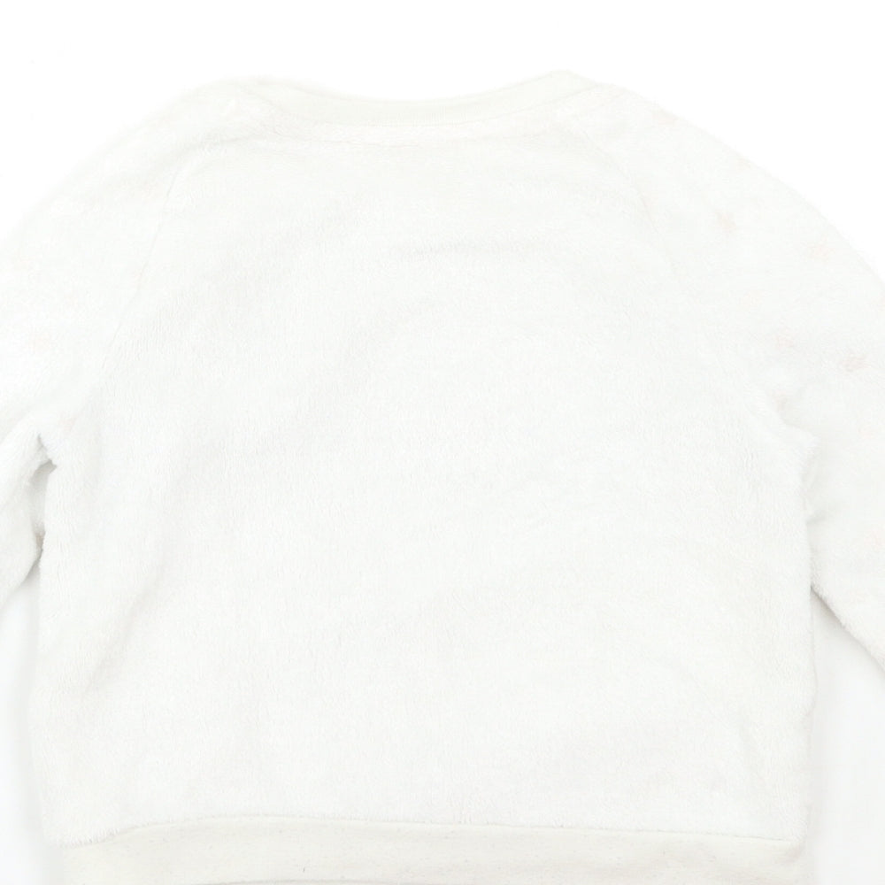 George Girls White  Fleece Top Pyjama Top Size 4-5 Years