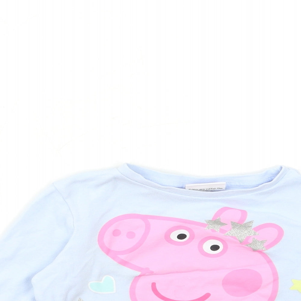 George Girls Blue   Basic T-Shirt Size 3-4 Years  - Peppa Pig