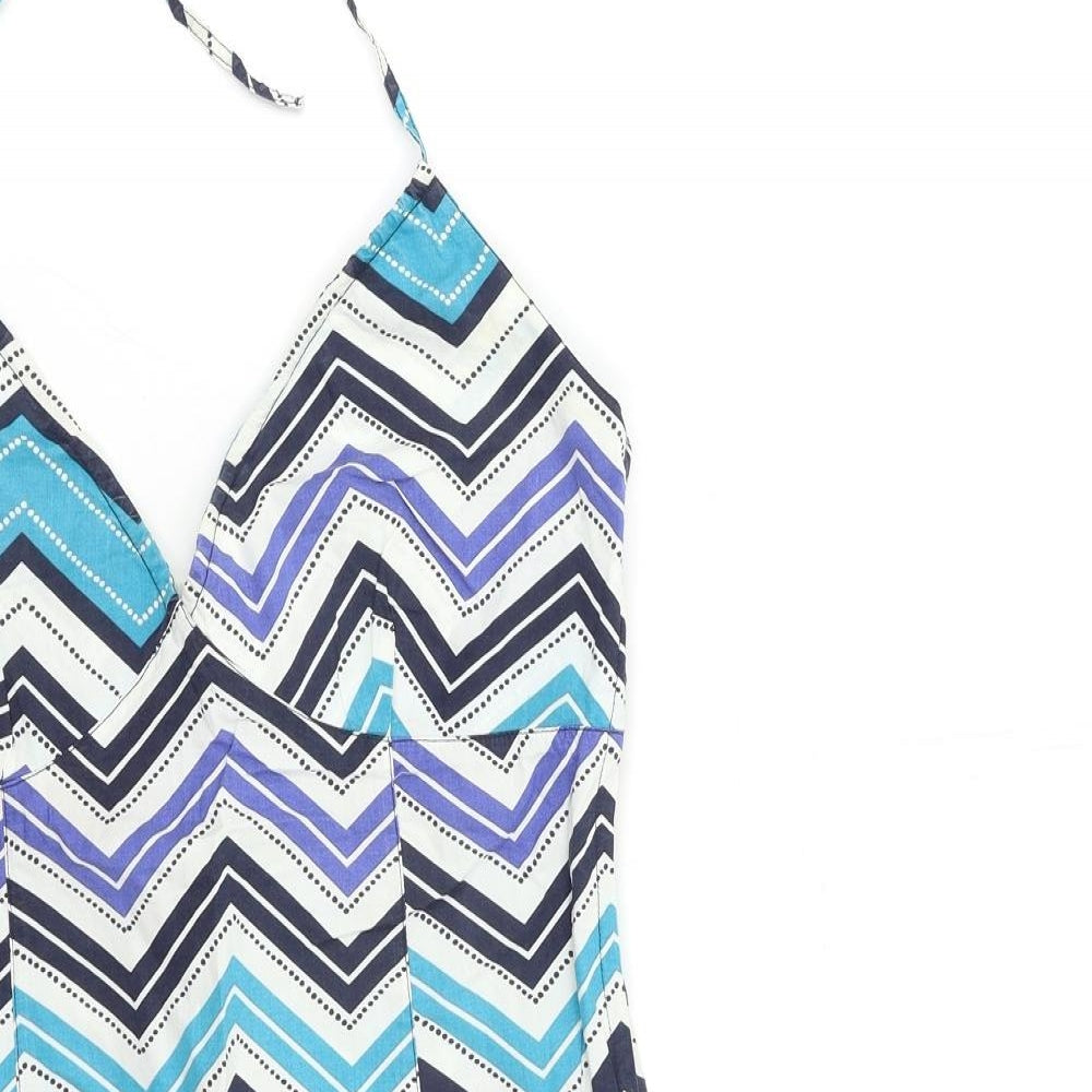 H&M Womens Blue Striped  A-Line  Size 12