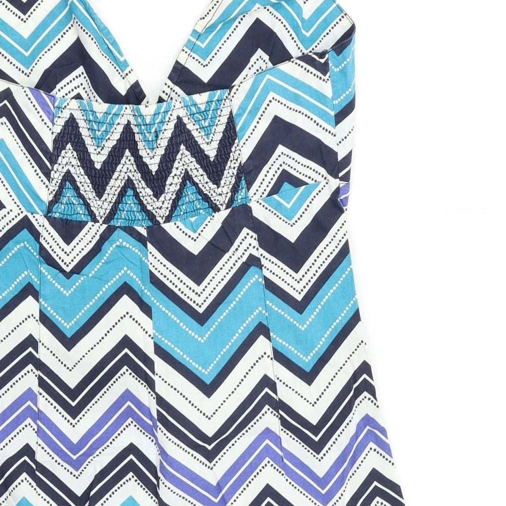 H&M Womens Blue Striped  A-Line  Size 12
