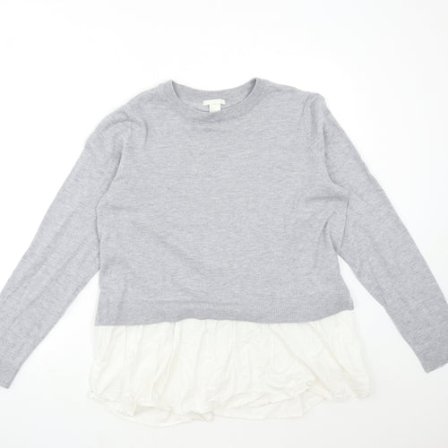H&M Womens Grey  Knit Pullover Jumper Size L