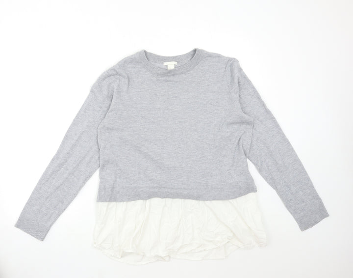 H&M Womens Grey Knit Pullover Jumper Size L