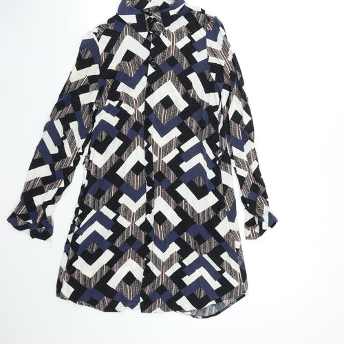 Select Womens Blue Geometric  Shirt Dress  Size 6