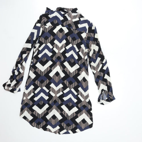 Select Womens Blue Geometric  Shirt Dress  Size 6