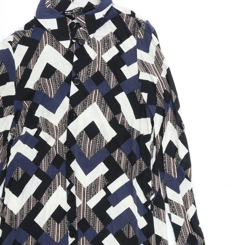 Select Womens Blue Geometric  Shirt Dress  Size 6