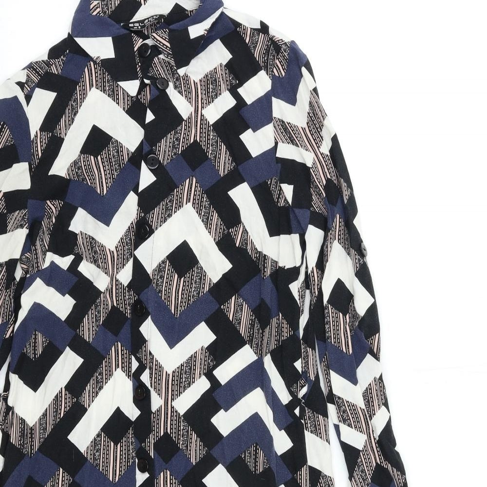 Select Womens Blue Geometric  Shirt Dress  Size 6