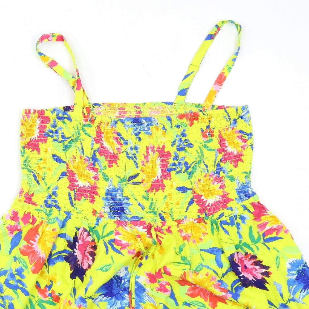 M&Co Womens Yellow Floral  Basic Tank Size 14
