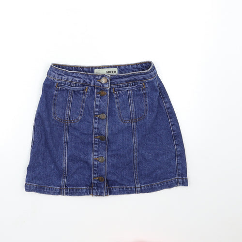 Topshop Womens Blue  Denim Mini Skirt Size 25 in