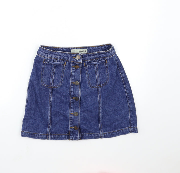 Topshop Womens Blue  Denim Mini Skirt Size 25 in