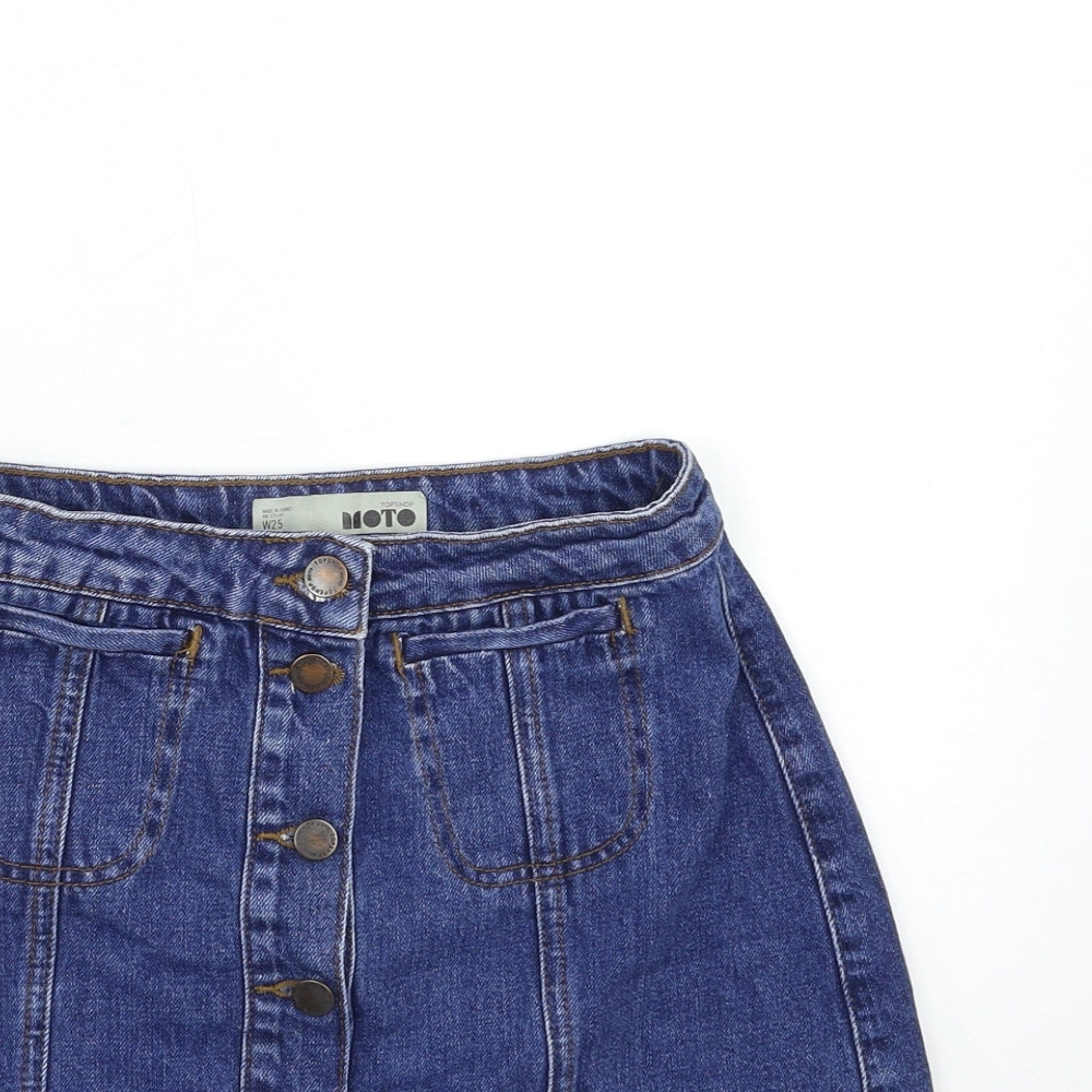 Topshop Womens Blue  Denim Mini Skirt Size 25 in