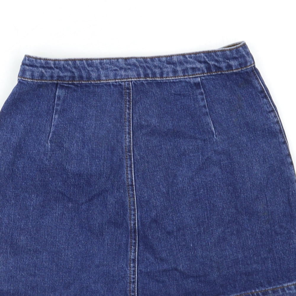 Topshop Womens Blue  Denim Mini Skirt Size 25 in
