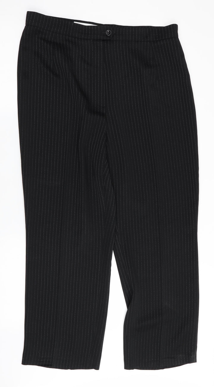 Gerry Weber Womens Black Striped Trousers Size 16 L26 in