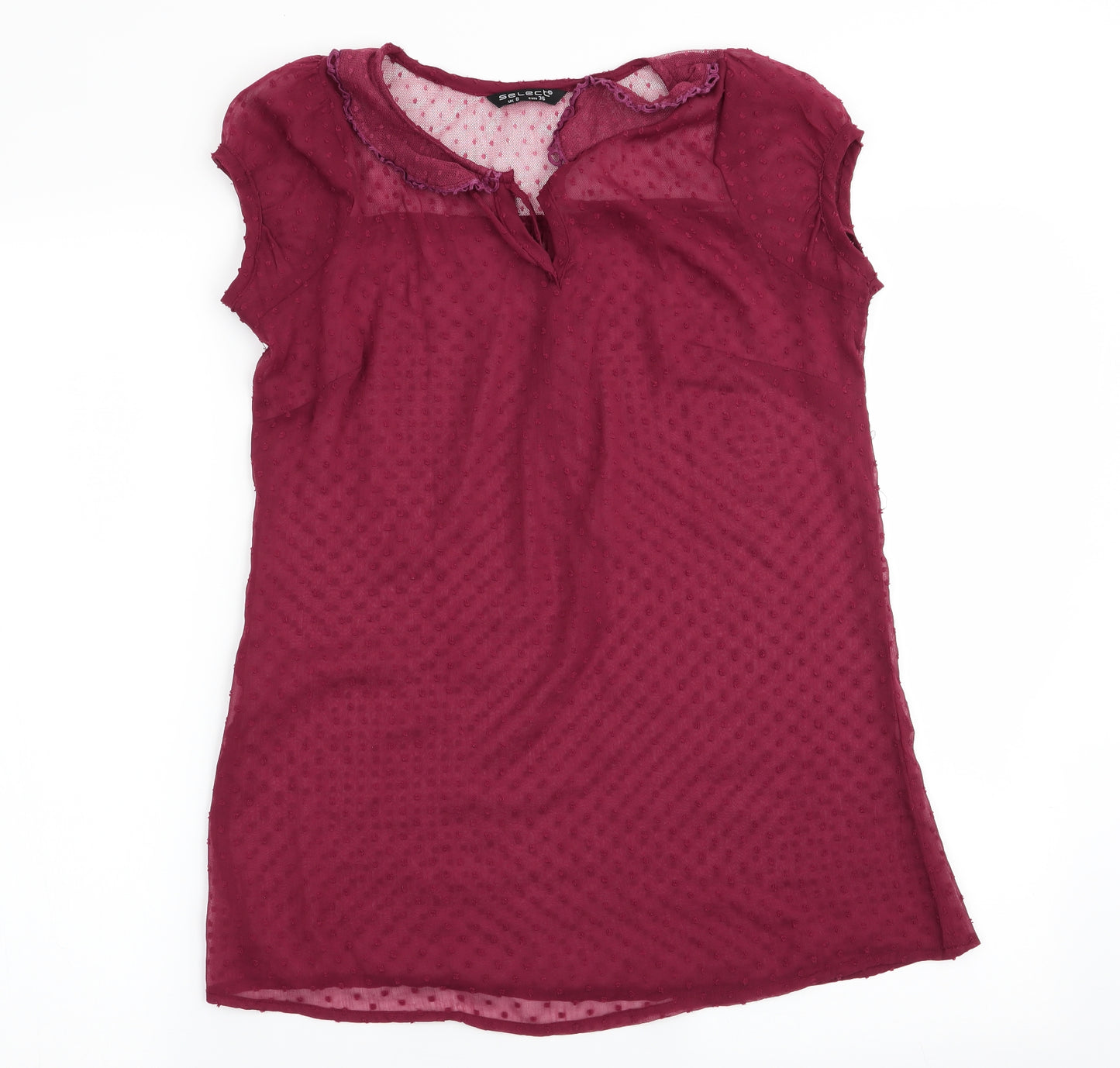 Select Womens Red Polka Dot  Basic Blouse Size 8