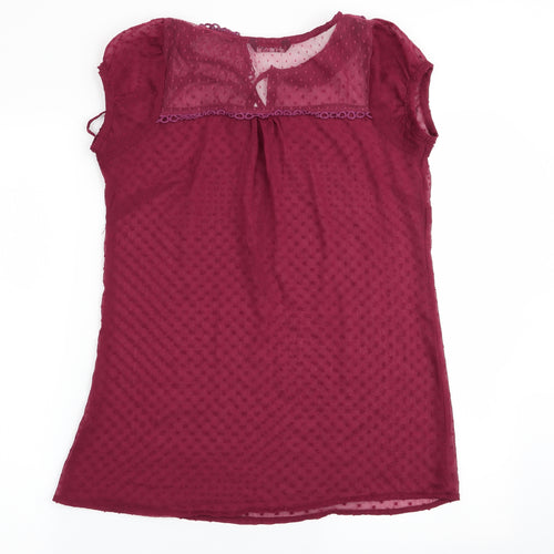 Select Womens Red Polka Dot  Basic Blouse Size 8