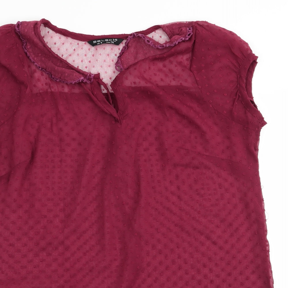 Select Womens Red Polka Dot  Basic Blouse Size 8